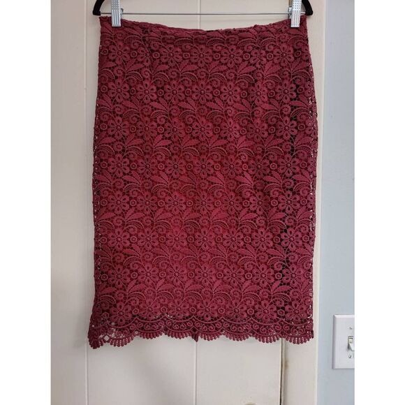 Sade New York Dresses & Skirts - Sade New York Lace Lined Maroon Knee Length Skirt